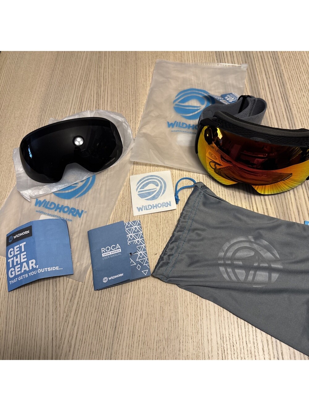 NEW Wildhorn Roca Ski Goggles Blaze Mirror Lens + Extra Jet Black Spare Lens